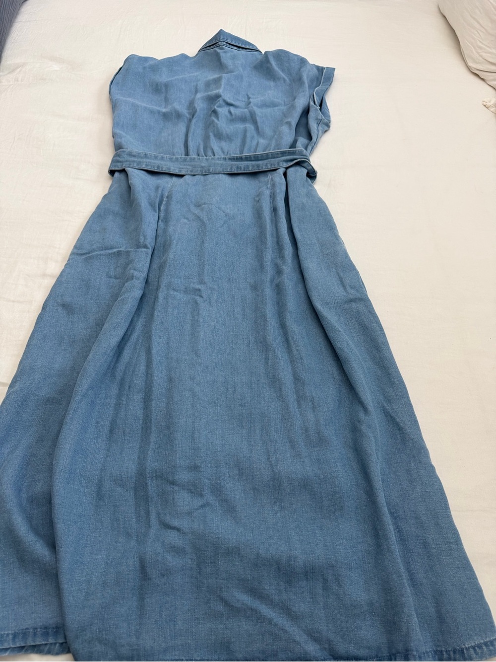 LOFT Light Blue Denim Maxi Shirt Dress with Belt - Picture 4 of 4